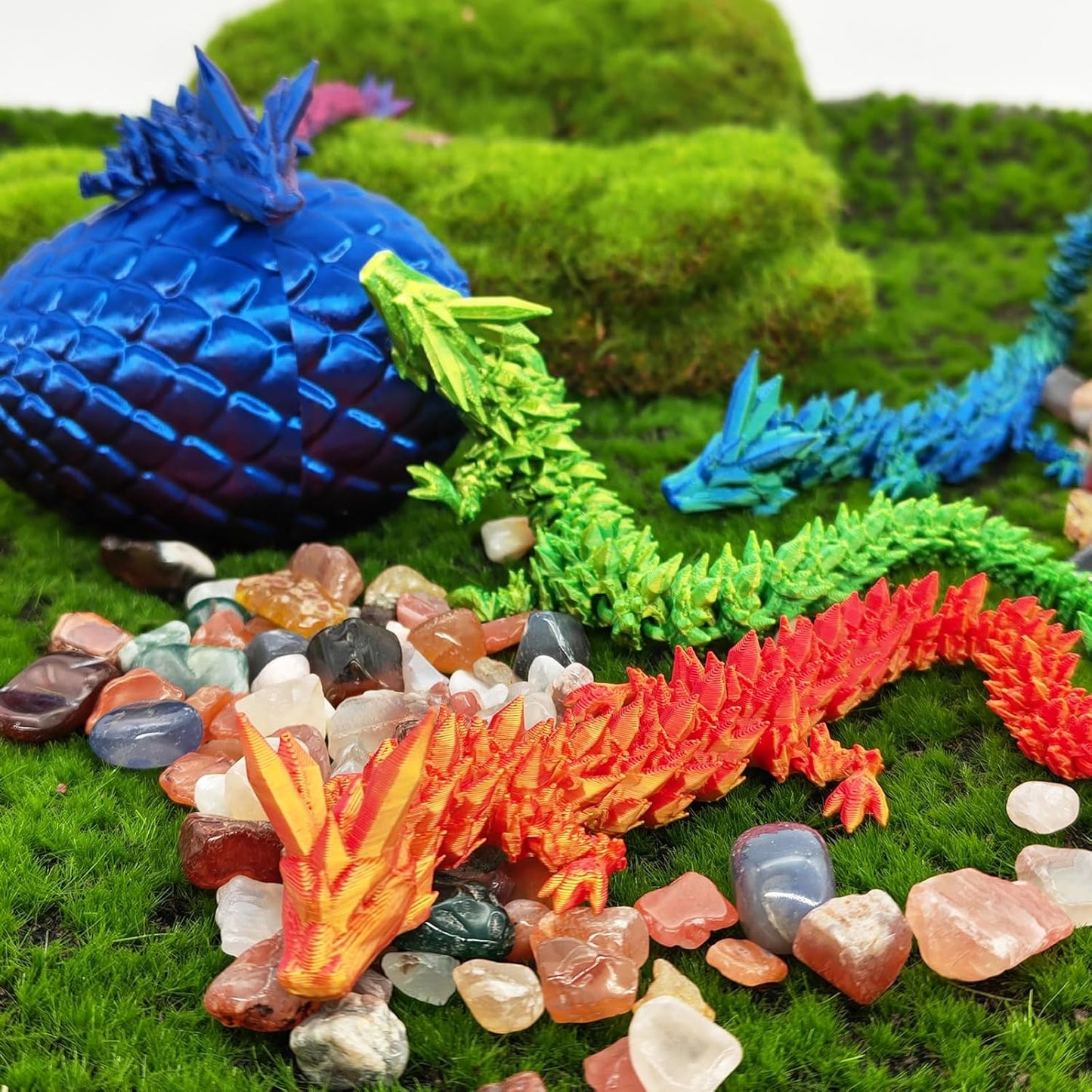 3D Printed Dragon Egg, 3D Printed Articulated Dragon Eggs with Dragon Inside, Crystal Dragon Fidget Toy, Adults Fidget Toys, Mystery Dragon Egg for Autism and ADHD(Laser Yellow Green)