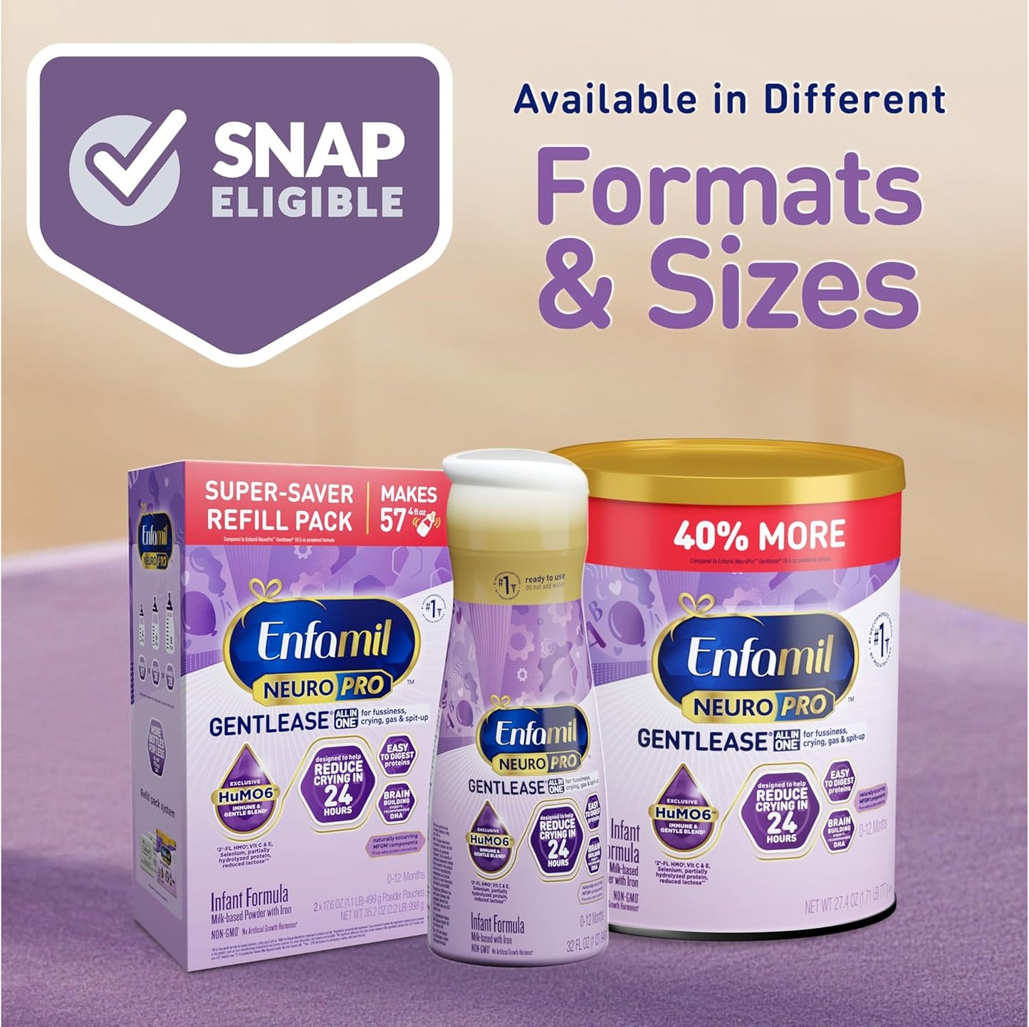 Enfamil NeuroPro Gentlease Baby Formula, Infant Formula Nutrition, Brain and Immune Support with DHA, Proven to Reduce Fussiness, Crying, Gas and Spit-up in 24 Hours, Liquid Bottle, 2 Oz, 48 Total