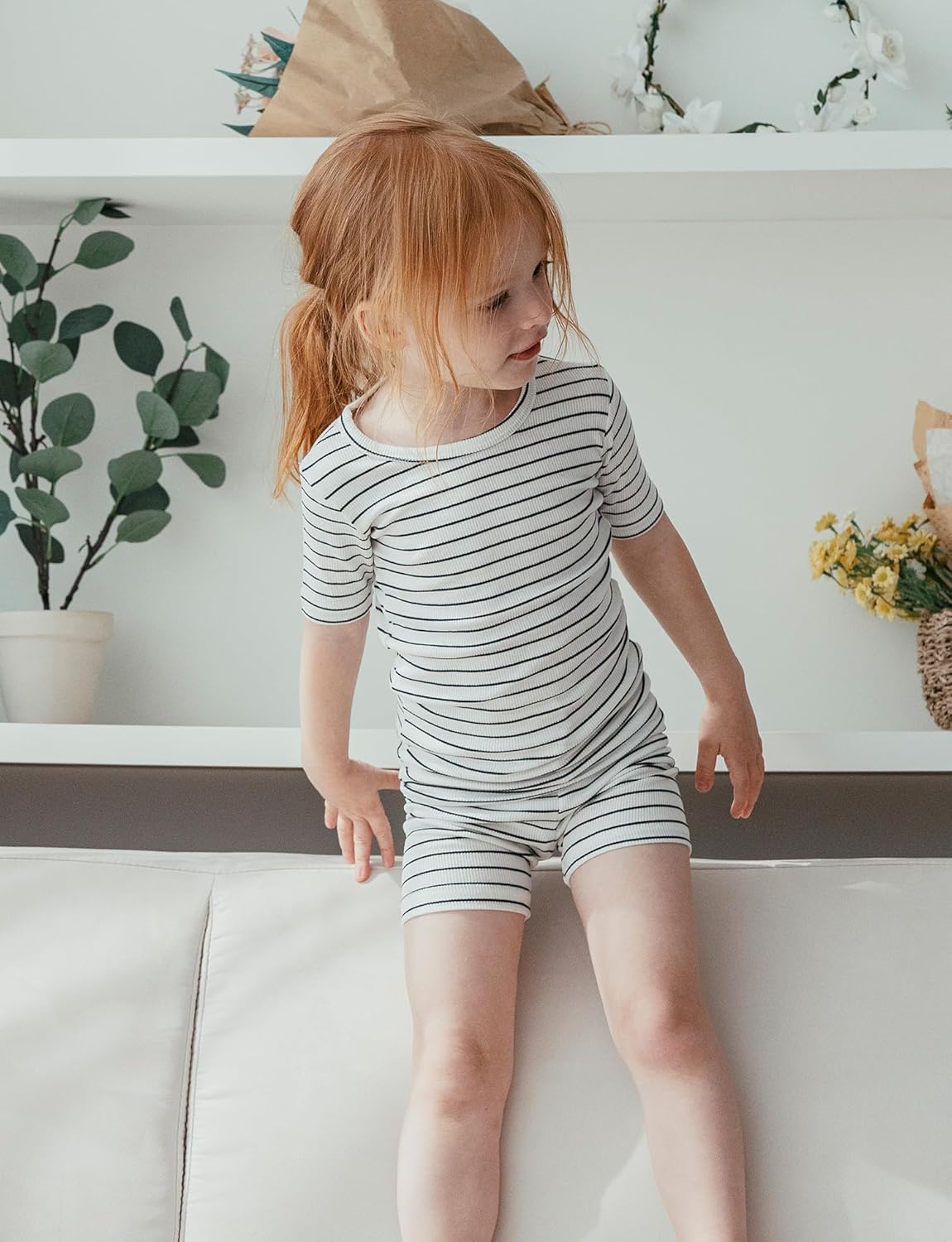 AVAUMA Stripe Pattern Baby Boys Girls Pajama Set Kids Toddler Snug fit Ribbed Sleepwear pjs for Daily Life Style