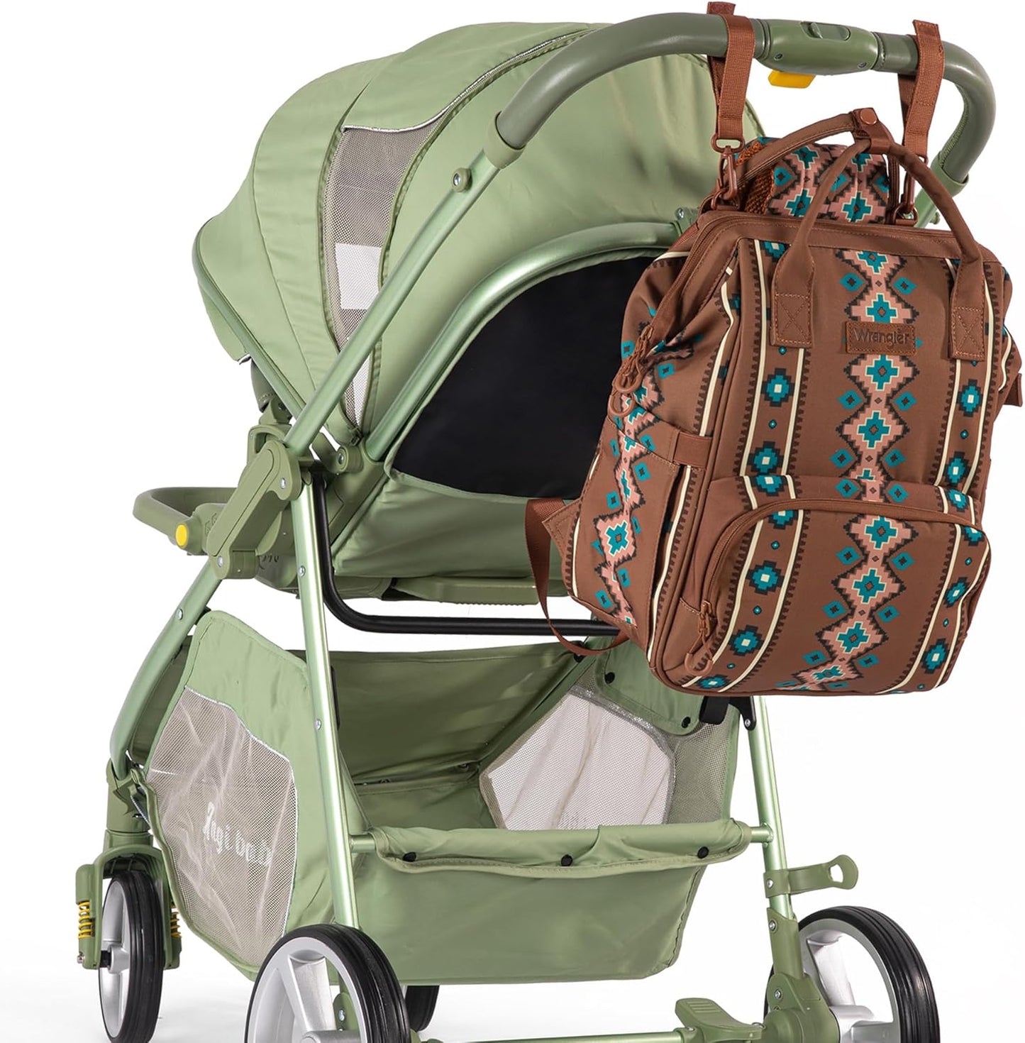 Wrangler Aztec Backpack Organized Daypack Travel Baby Bag with Stroller Strap and Side Bottle Pockets