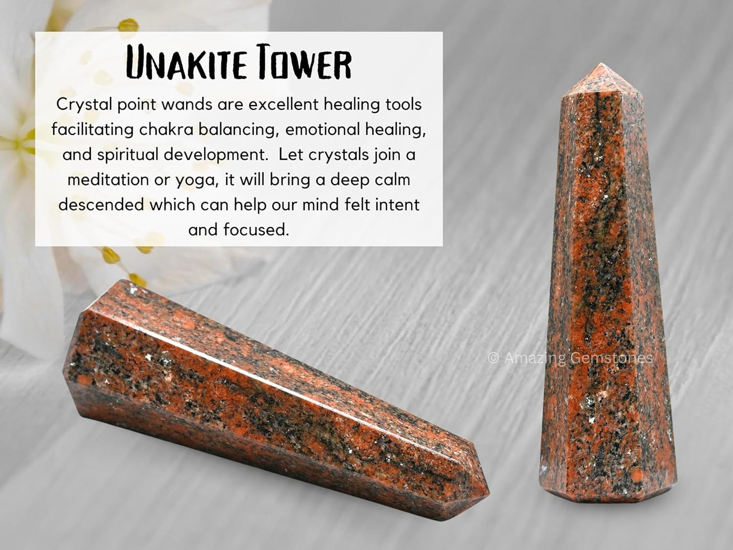 Amazing Gemstone Unakite Crystal Towers - Natural Healing Crystal Point Obelisk for Reiki Healing and Crystal Grid (2" to 3" Inch)