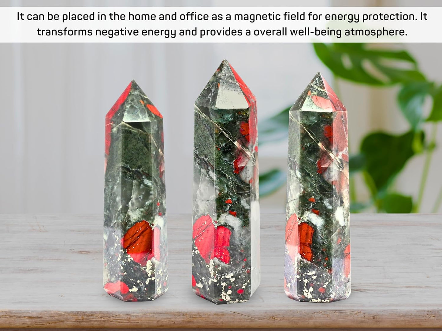 Amazing Gemstone Large African Bloodstone Crystal Towers ~ Natural Healing Crystal Point Obelisk for Reiki Healing and Crystal Grid (5.5" to 6" Inch)