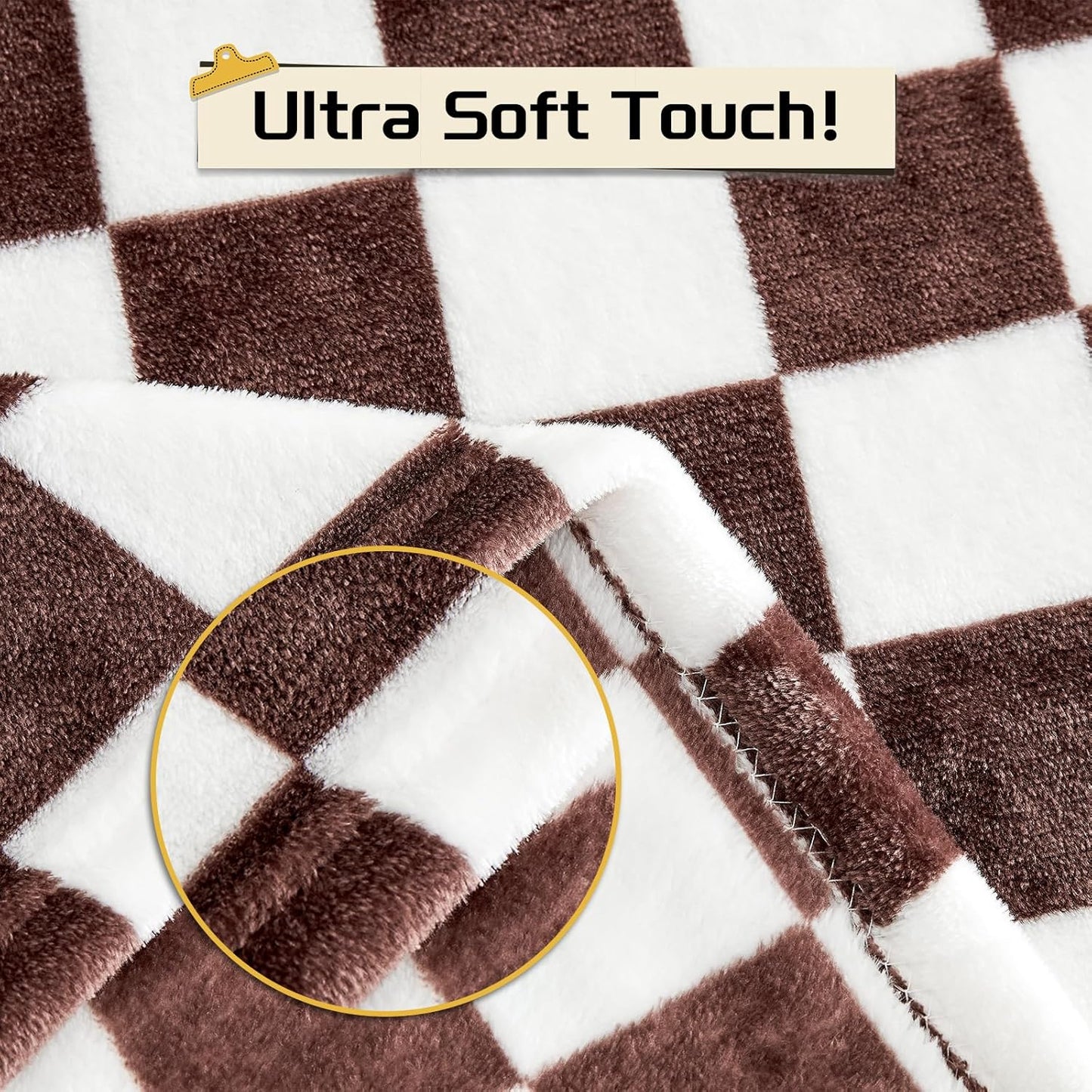 Yurhap Checkered Baby Blanket Fleece Baby Blankets Neutral for Boys Girls, Super Soft Warm Lightweight Infant Toddler Newborn Receiving Gifts for Crib Stroller, 30x40 Inch, Brown