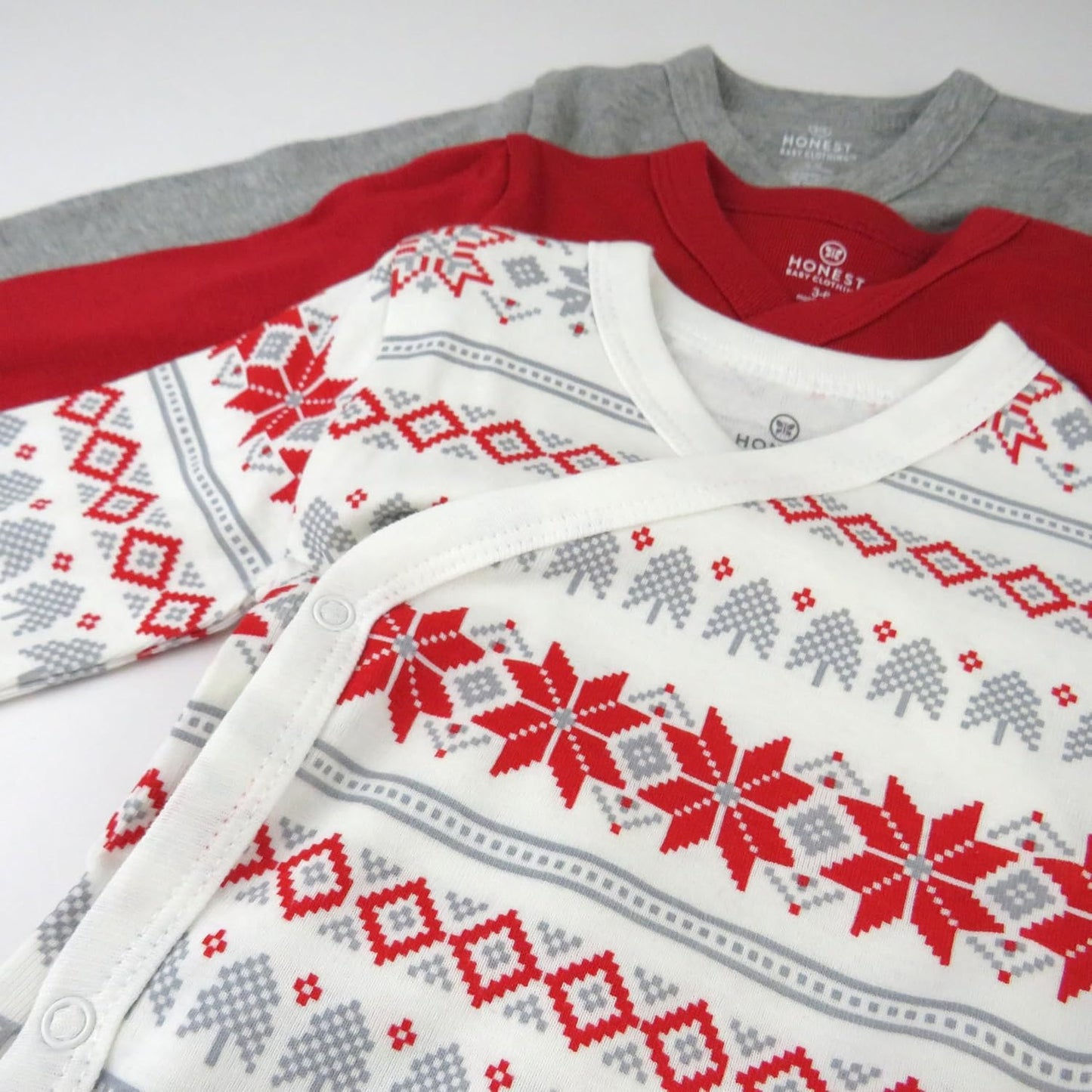 HonestBaby unisex-baby 3-pack Long Sleeve Side-snap Kimono Bodysuits Organic Cotton for Infant Baby Boys, Girls, Unisex