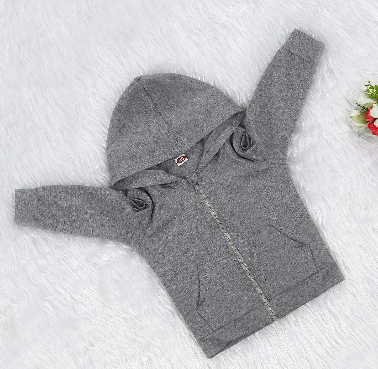 Imcute Baby Zip Up Hoodie, Unisex inflant Toddler Long Sleeve Sweatshirts Lightweight Jacket Hooded Coats Fall Winter Outfits