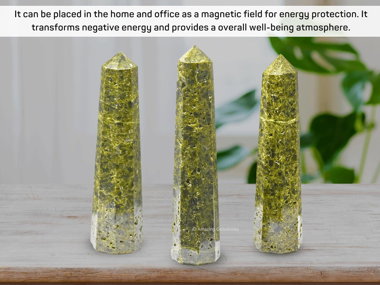 Amazing Gemstone Green Tourmaline in Matrix Crystal Towers - Natural Healing Crystal Point Obelisk for Reiki Healing and Crystal Grid (3 Inch)