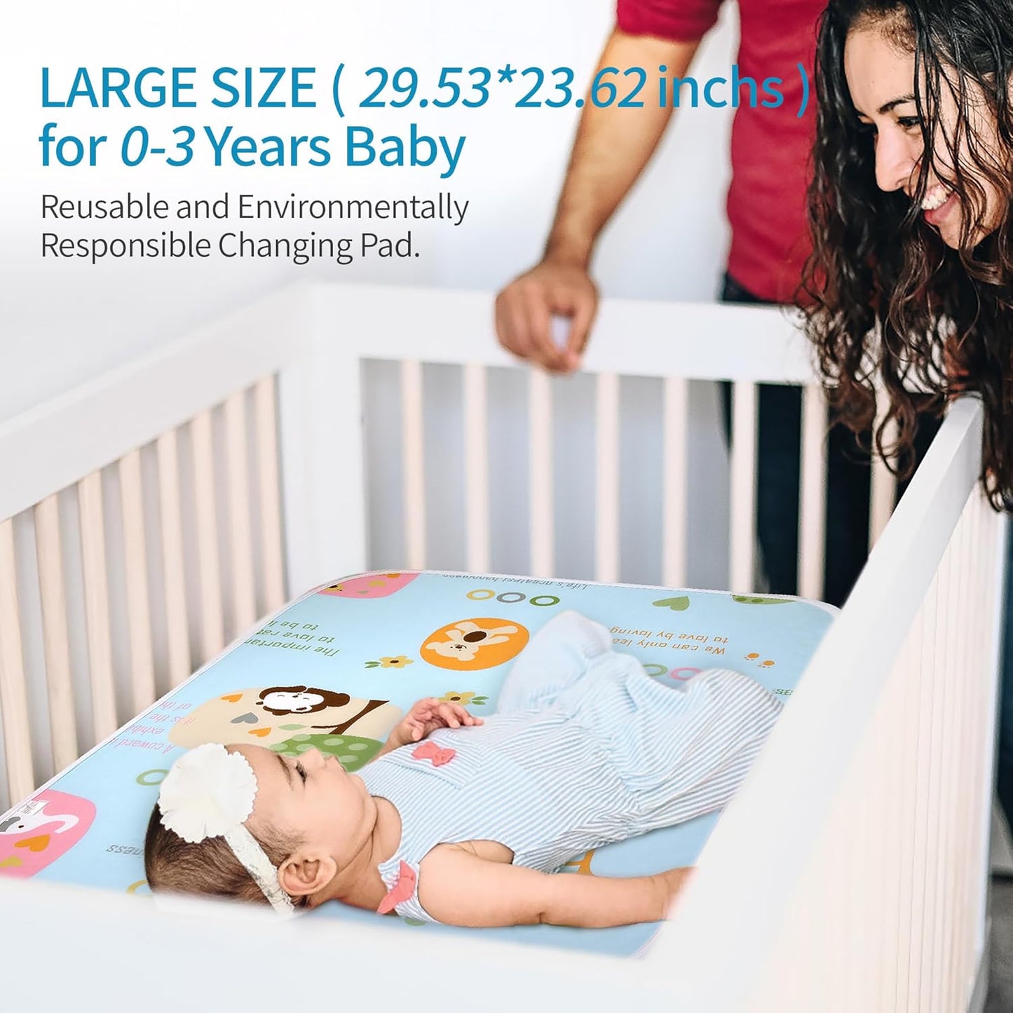 2Pcs Diaper Changing Pads for Baby, Lemon Change Mat, 3Layers Waterproof Change Pad Foldable Absorbent Mats for Women, Reusable Incontinence Underpads for Patient 24''x30'' (Lemon Blue Duck)