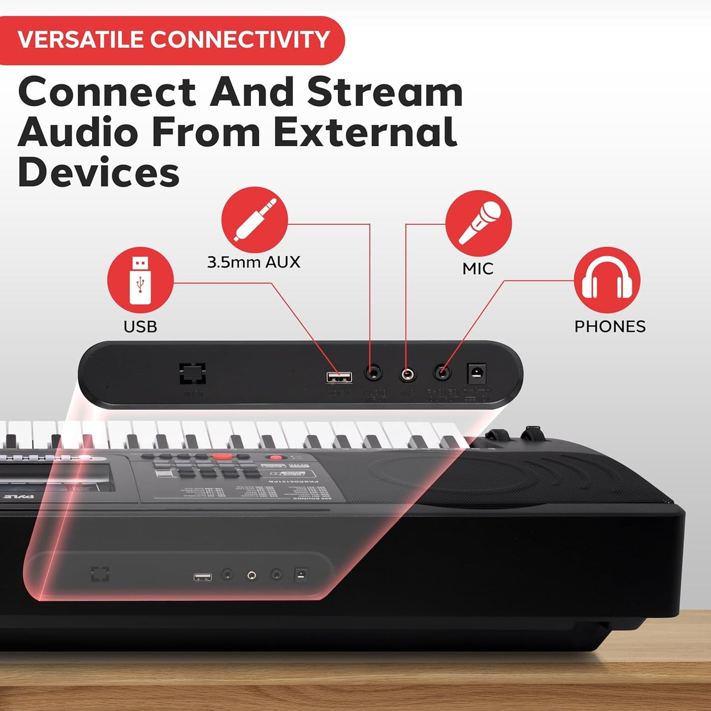 Pyle 61-Key Digital Karaoke Keyboard Piano β Portable Electronic Music Keyboard with Stand, Stool, Mic Input, Stereo Speakers, Record & Playback, Teaching Functions & Case Bag