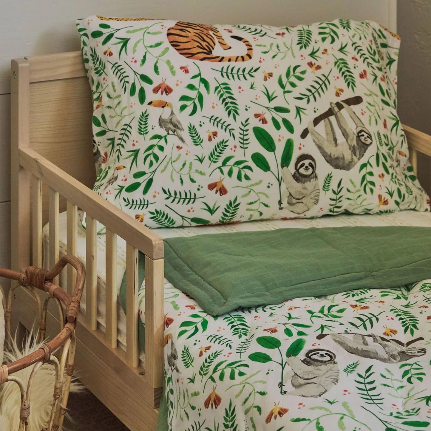 Little Unicorn Standard Pillowcase 2 Pack | Super Soft & Breathable Muslin Fabric | Snug Envelope Closure (Mighty Jungle)