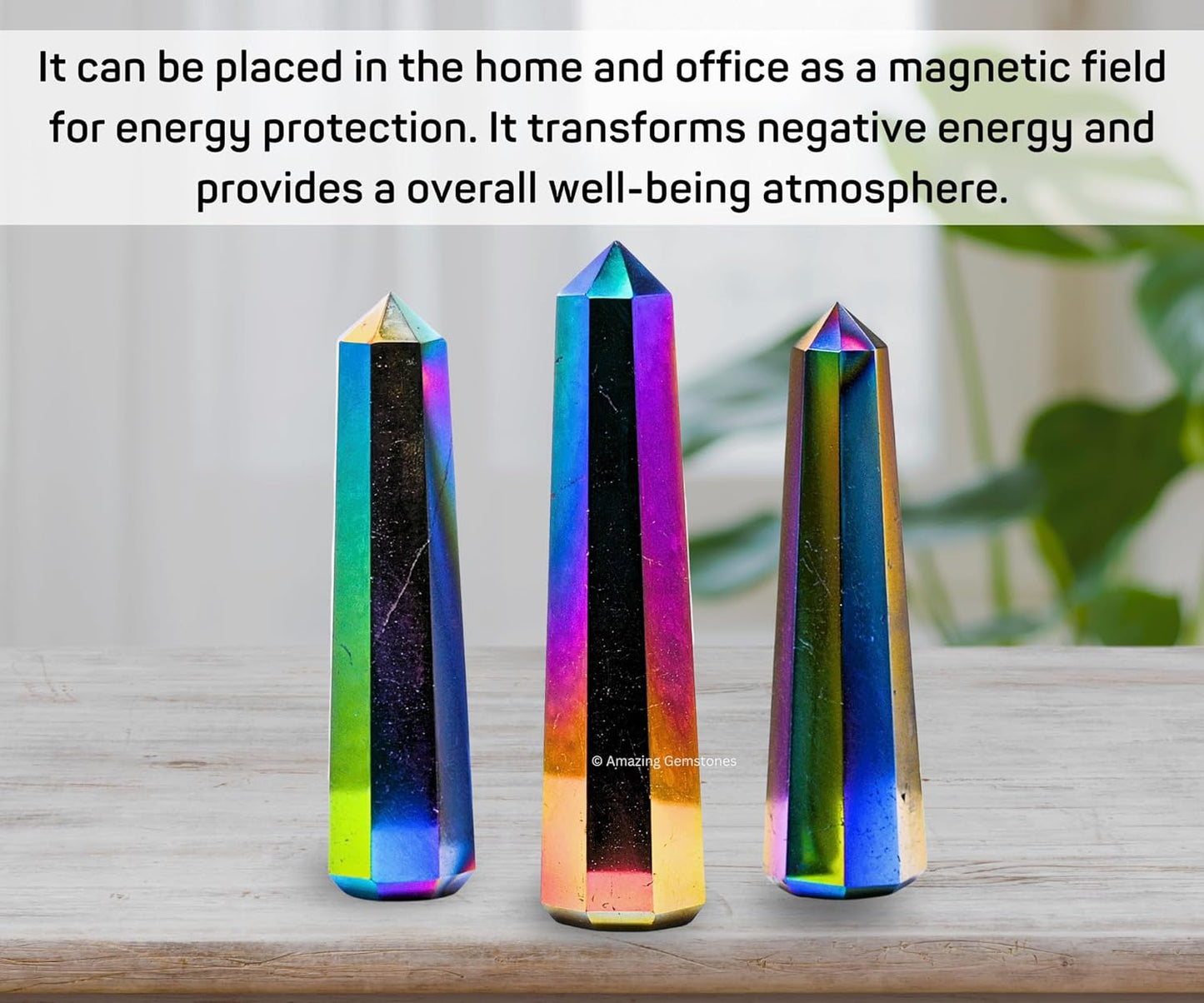 Amazing Gemstone Titanium Aura Quartz Crystal Towers - Natural Healing Crystal Point Obelisk for Reiki Healing and Crystal Grid (3 Inch)