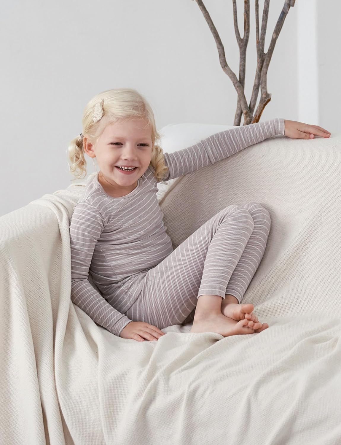 AVAUMA Stripe Pattern Baby Boys Girls Pajama Set Kids Toddler Snug fit Ribbed Sleepwear pjs for Daily Life Style