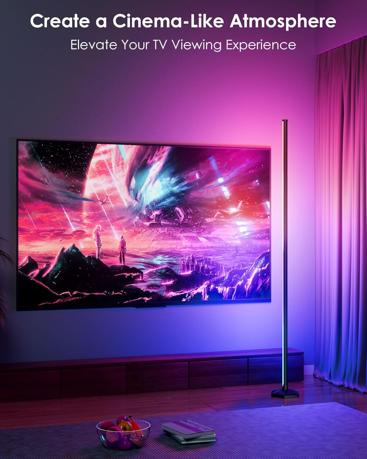 2PCS Smart RGB LED Corner Floor Lamp with App and Remote Control, 65" Color Changing Standing Lamp with Music Sync and 16 Million DIY Colors, Modern Floor Lamps for Bedroom Living Room Gaming Rooms