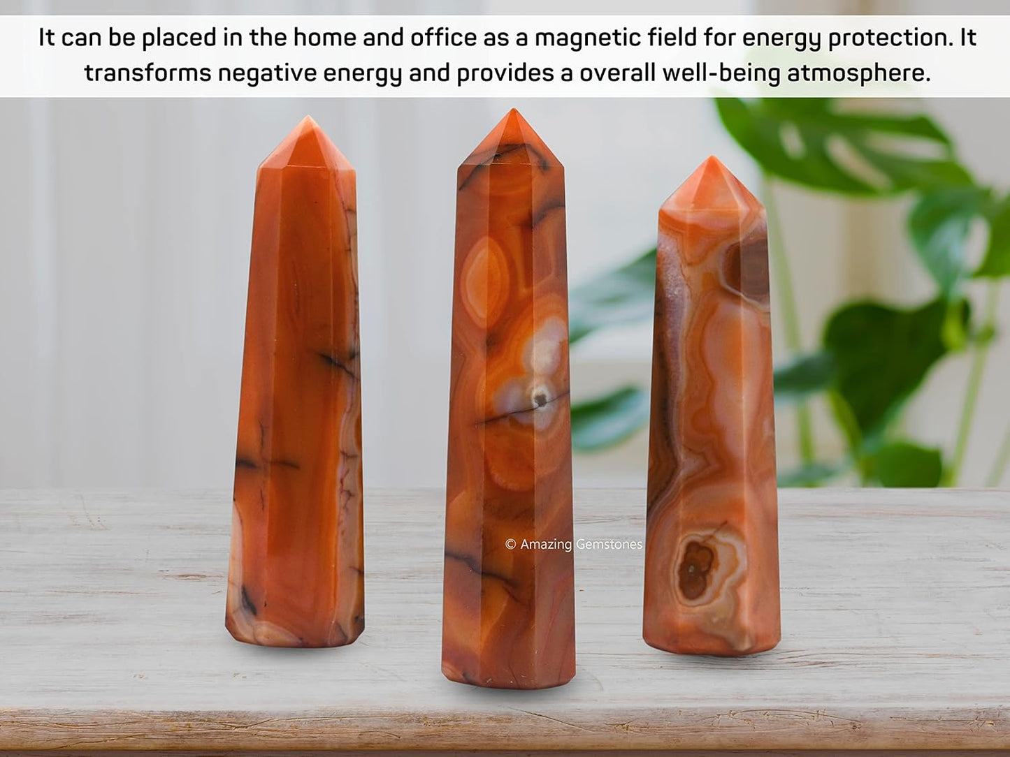 Amazing Gemstone Carnelian Crystal Towers ~ Natural Healing Crystal Point Obelisk for Reiki Healing and Crystal Grid (3 to 4 INCH)