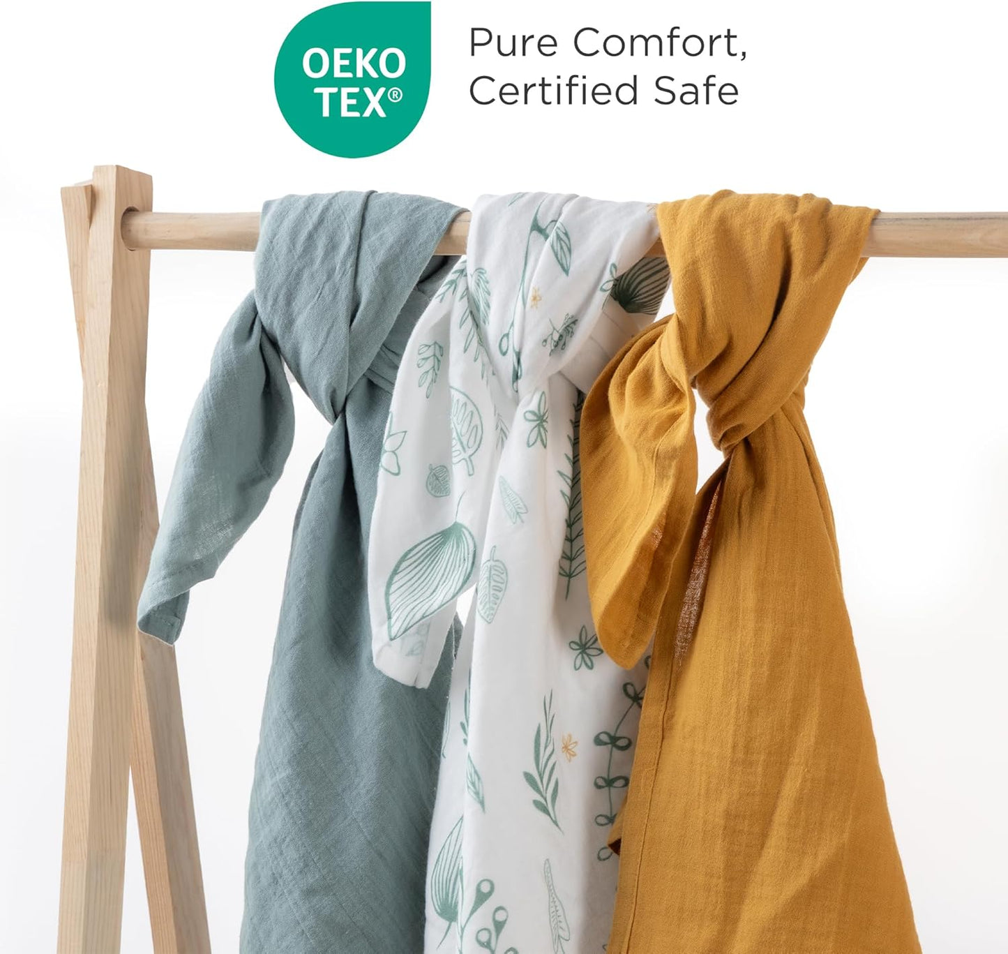 Muslin Swaddle Blankets for Newborns 3 Pack, Soft & Breathable Baby Receiving Blankets 35” x 43” Unisex Infant Essentials with Reusable Bag, 100% Turkish Cotton, Oeko-TEX Certified