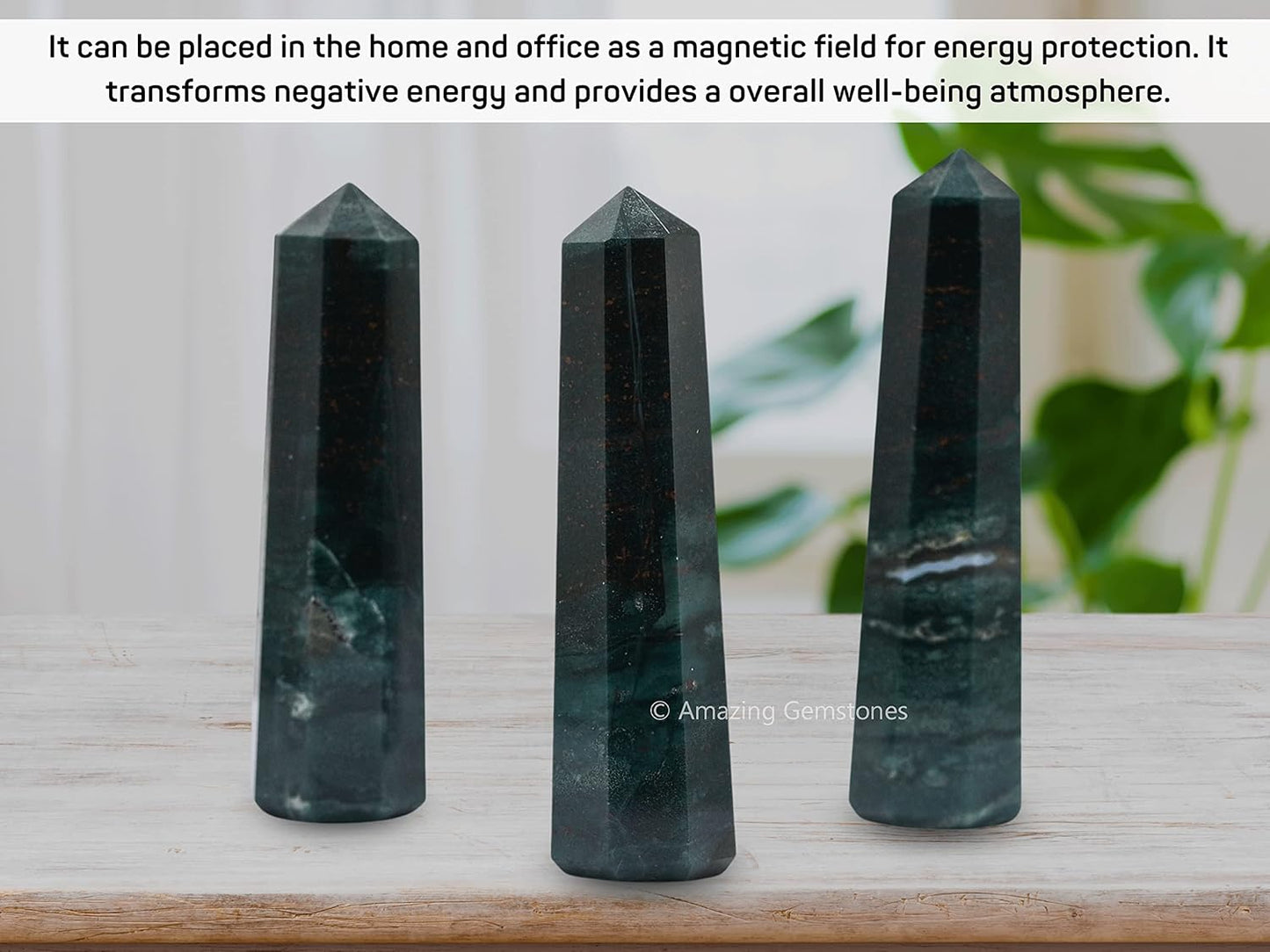 Amazing Gemstone Bloodstone Crystal Towers ~ Natural Healing Crystal Point Obelisk for Reiki Healing and Crystal Grid (3- Inch)
