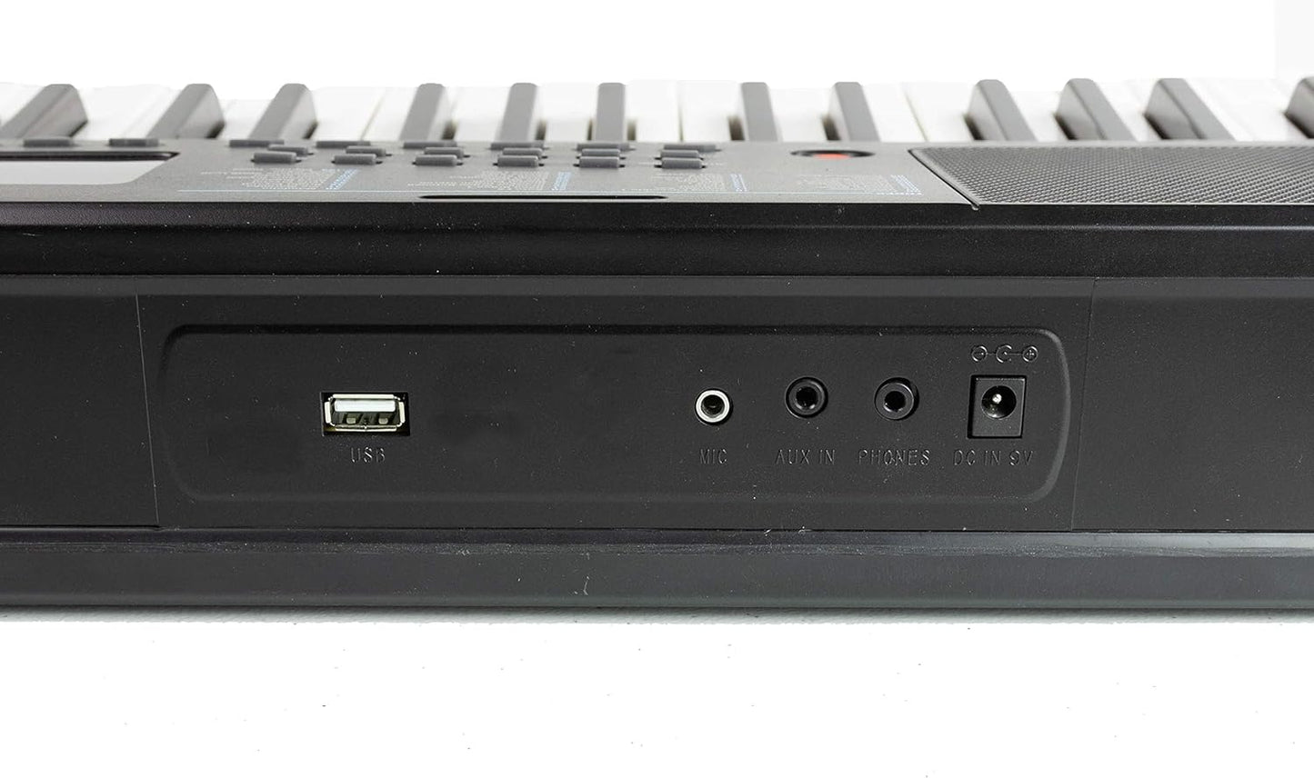 RockJam Compact 61 Key Keyboard with Sheet Music Stand, Power Supply, Piano Note Stickers & Simply Piano Lessons