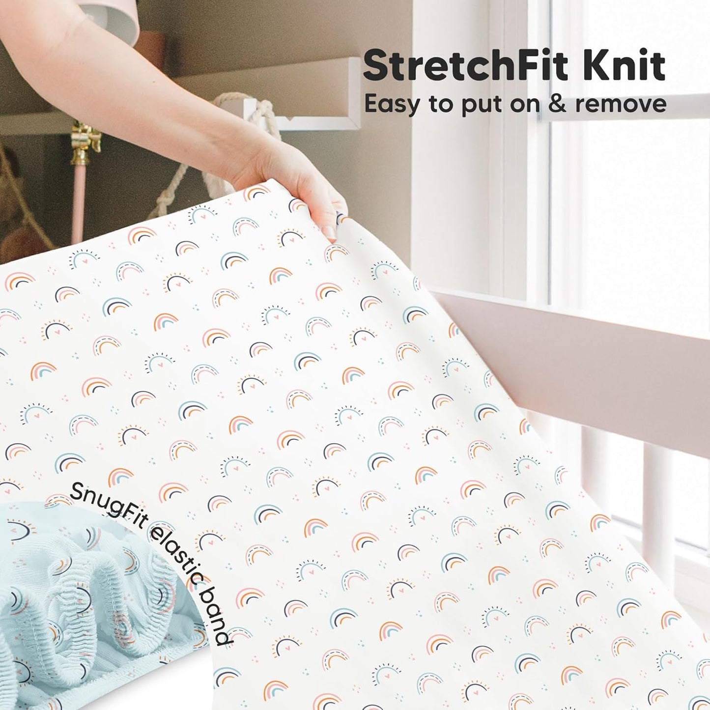 KeaBabies 2-Pack Baby Crib Sheets for Boys, Girls - 52x28 Viscose Derived from Bamboo Toddler Bed Sheets Neutral, Fitted Crib Mattress Cover for Standard Baby Bedding, Soft & Cozy (Jolly Rainbow)