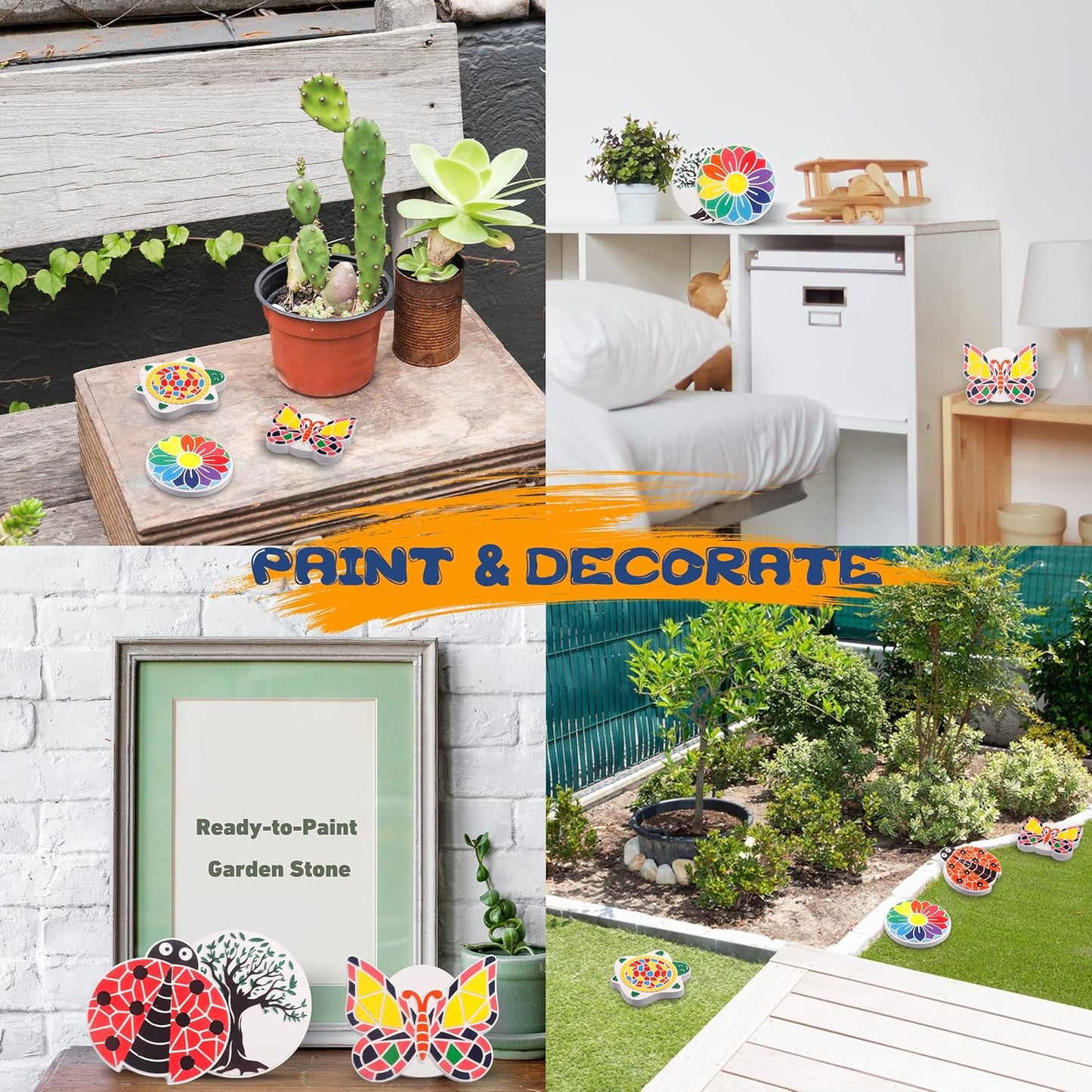 IFLOVE Paint Your Own Stepping Stones for Kids Craft Kits,Arts and Crafts for Kids Ages 4-8,5 Pack Painting Crafts for Girls Ages 8-12,Outdoor Toys Art Supplies Toddler Birthday Gift (Multicolored)