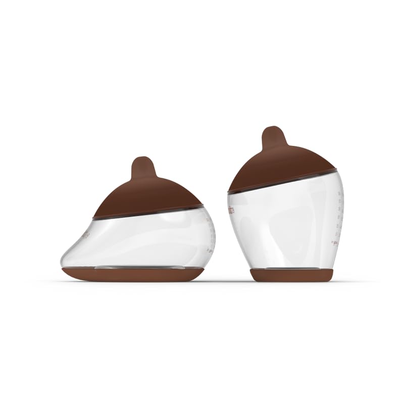 Baby Bottle Starter Kit Includes 2 Bottles 2 Nipples 2 Caps 2 Lids 2 Responsive Flow Valves, Cleaning Brush - Deep - Shape 2-RFV