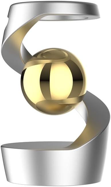 Aerospace Aluminum Adult Fidget Spinner: Optical Illusion Desk Toy, Gravity-Defying Metallic Shape, Stainless Steel Sphere, Stress Relief Kinetic Sculpture (Silver Golden)