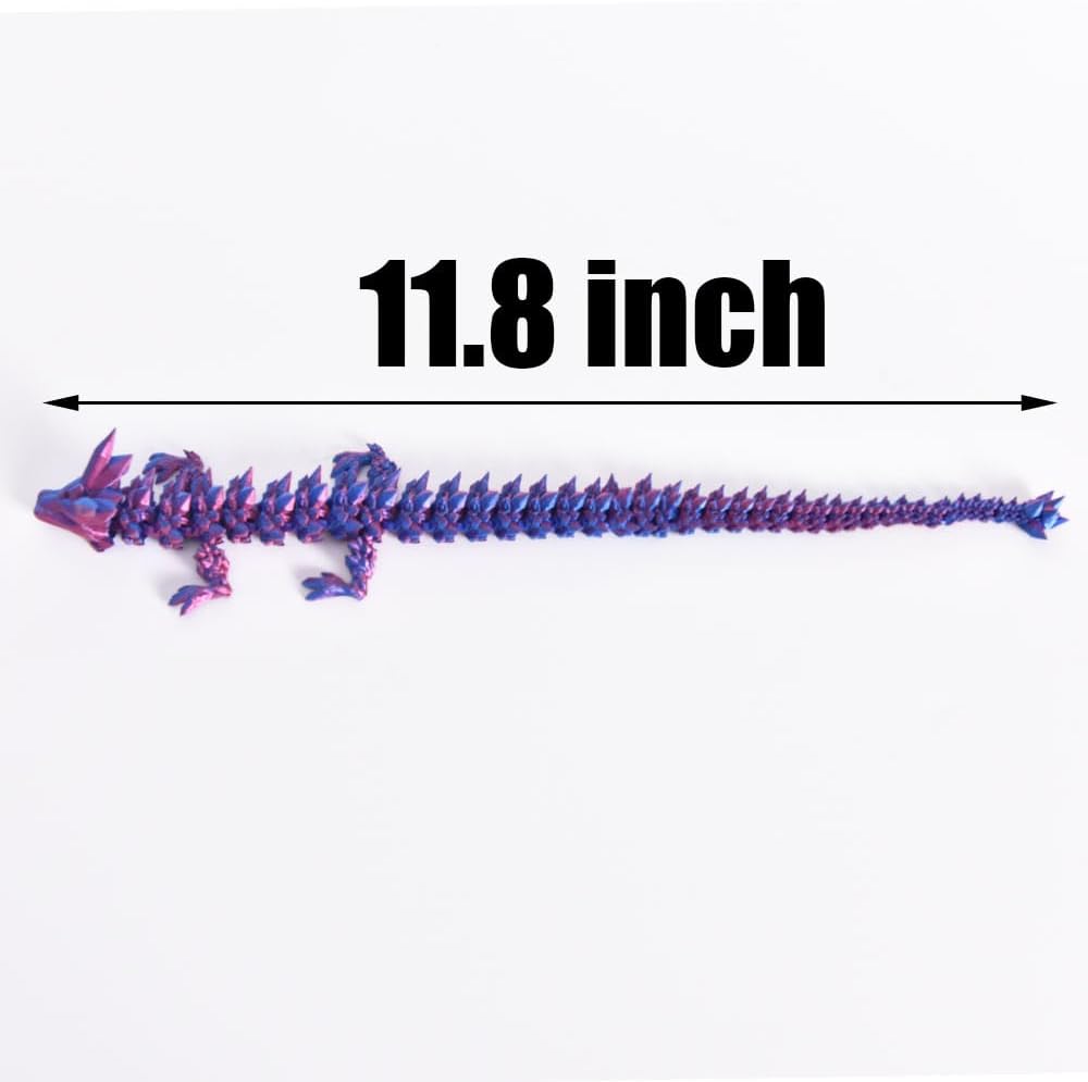 12" 3D Printed Dragon,Crystal Dragon, Articulated Dragon, Dragon Fidget Toy, Home Office Decor Executive Desk Toys，Creative Birthday Gift for Boyfriends（2PCS）