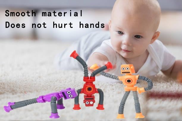 48PCS Telescopic Suction Cup Robot Toy,pop Tubes,Toys for Kids,Toddler Travel Toys,Toddler Sensory Toys,figette Toys,Fidget Toys for Kids,Treasure Box prizes,Small Toys for Kids prizes