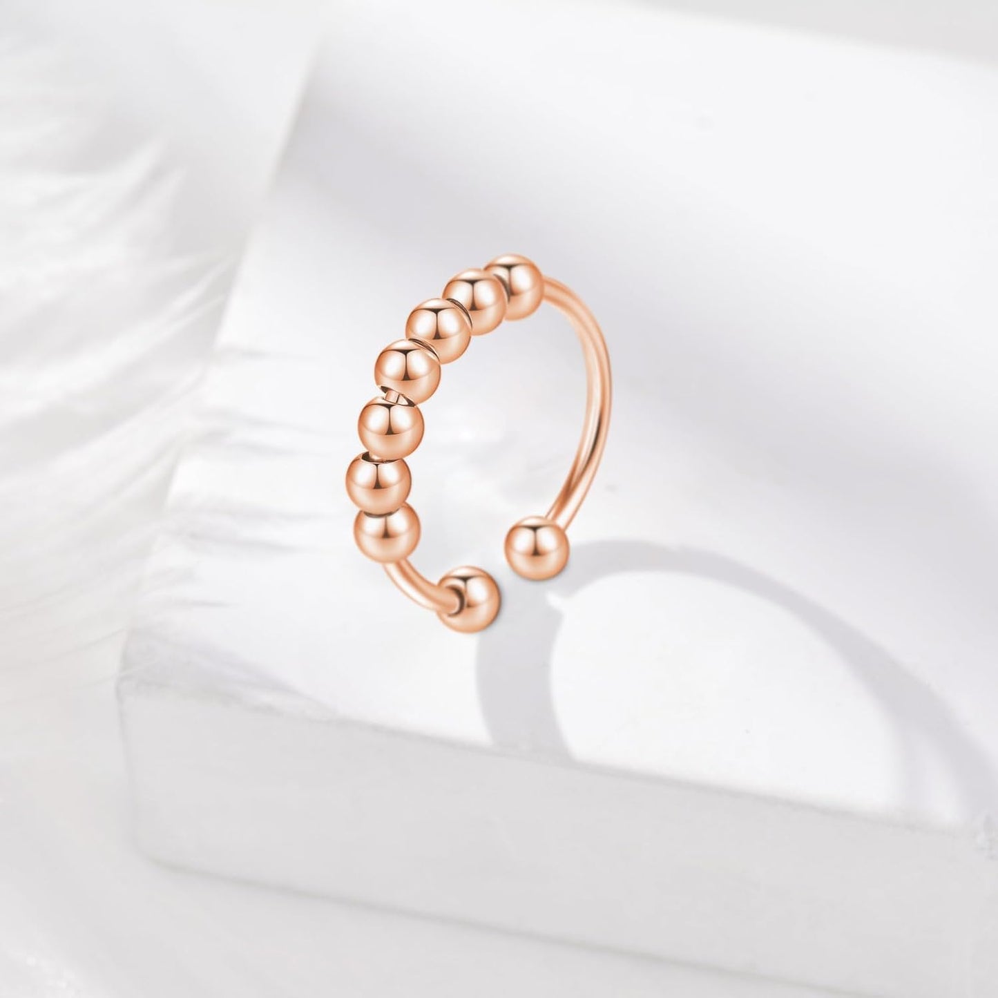 INFUSEU Funny Spinner Fidget Rings for Women Girls Anti Anxiety Stress Worry, Adjustable Size