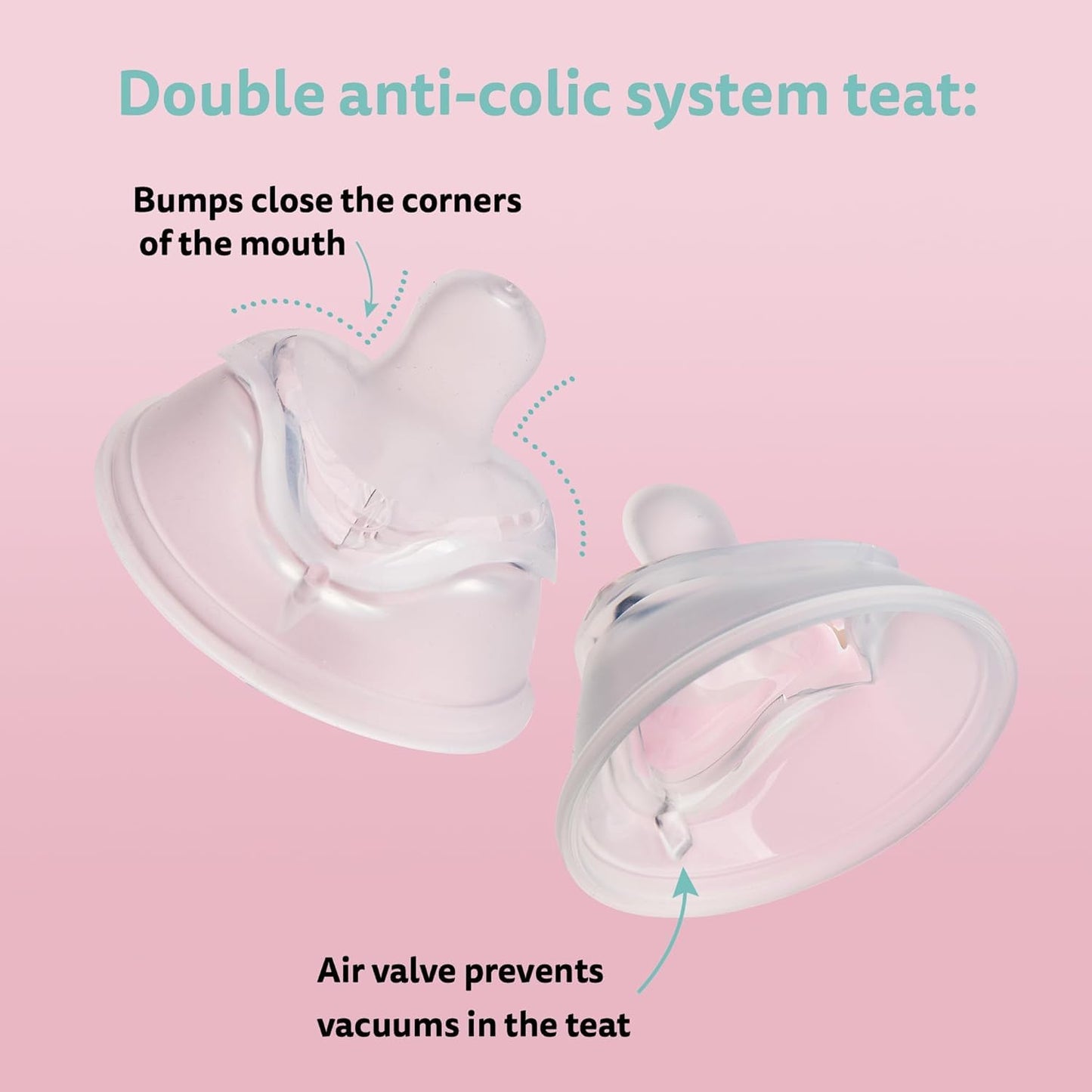 Herobility Double Anti-Colic Silicone Nipples, Baby Bottle Teats, Breast Like Shaped Nipples - Fits Herobility's & Eco Baby Bottles | Pack of 2 (Extra Large Size)