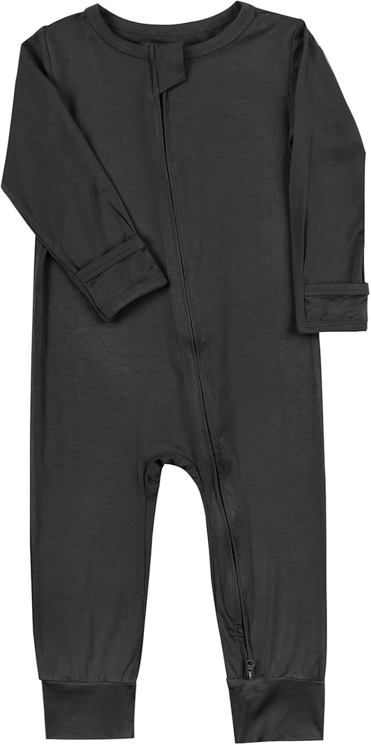 Aablexema Baby Footless Pajamas Zipper with Mitten, Rayon from Bamboo, Infant Long Sleeve Romper Pjs