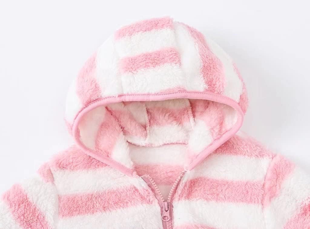 AIWUHE Toddler Boys Girls Hooded Jacket Fleece Hoodie Winter Warm Solid Color Teddy Coat Zip-up Bear Ear Sweater Fall Clothes