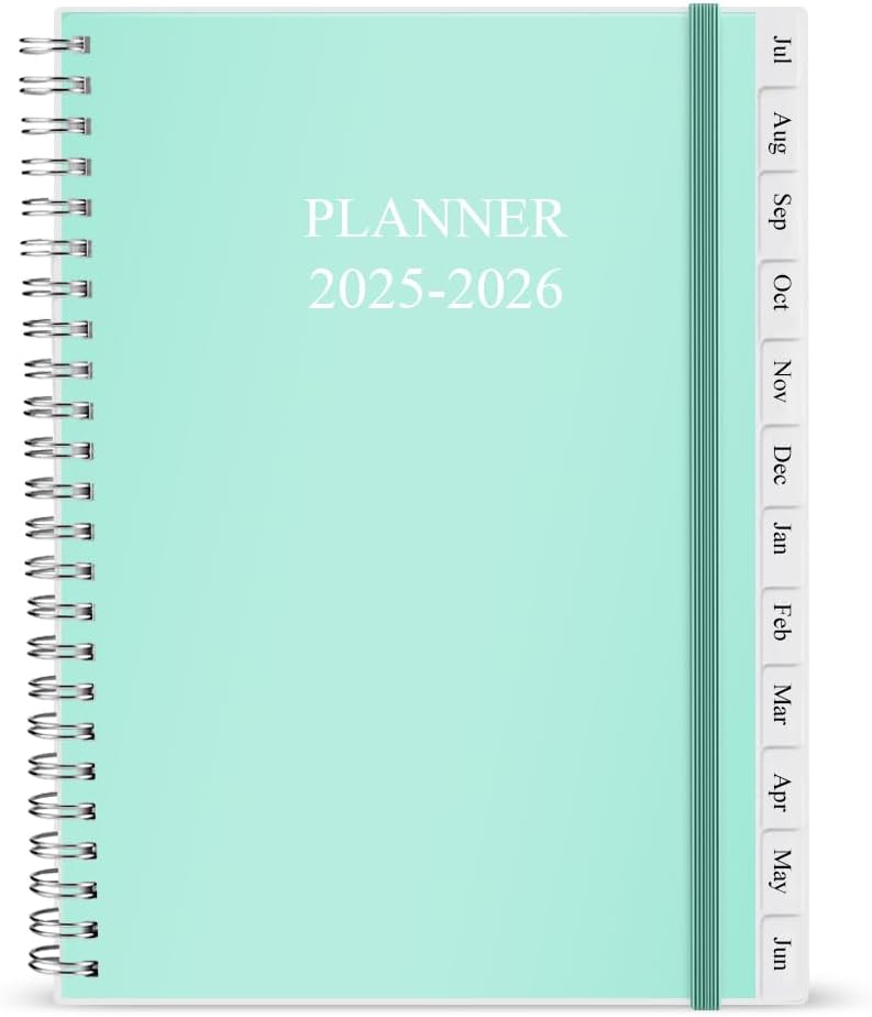 2025-2026 Planner - Weekly & Monthly Planner Runs Jul 2025 to Jun 2026, 6.25" x 8.25", 12 Monthly Tabs, 14 Notes Page, Plastic Pocket, Flexible Cover with Twin-Wire Binding, Planners 2025-2026