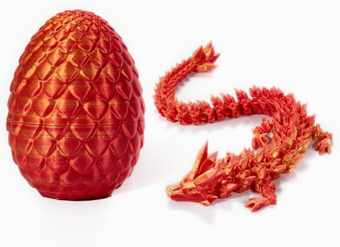 3D Printed Dragon Egg,Crystal Dragon Egg Fidget Toys,Flexible Joints Full Articulated Dragon with Egg,Executive Desk Toys for ADHD, Autism, Relief Anxiety