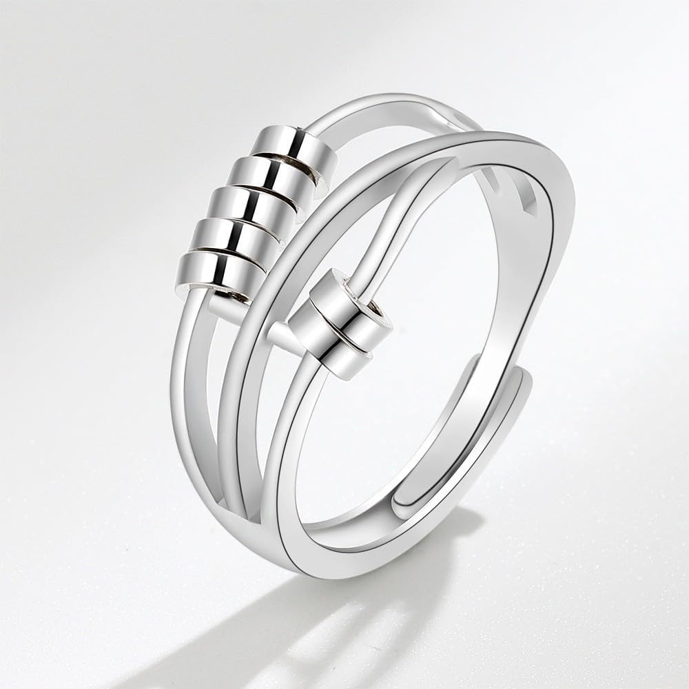 INFUSEU Funny Spinner Fidget Rings for Women Girls Anti Anxiety Stress Worry, Adjustable Size