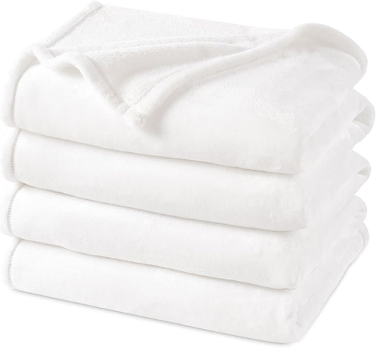 PHF Ultra Soft Fleece Blanket King Size, No Shed No Pilling Luxury Plush Cozy 300GSM Lightweight Blanket for Bed, Couch, Chair, Sofa Suitable for All Season, 108" x 90", White