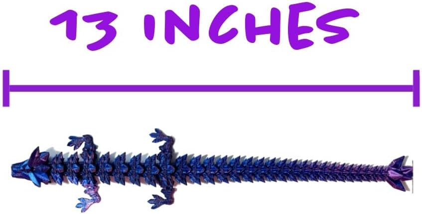 3D Printed Dragon – 13" Articulated 3D Dragon – Dragon Fidget Toy for Stress, Relaxation – Cool Dragon Toy for Dragon Decor, Office, Desk, Bedroom – Flexible Articulated Toy (Laser Red)