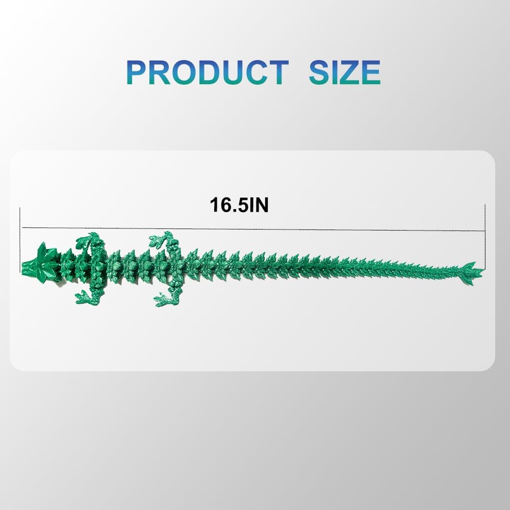 3D Printed Dragon with Dragon Egg 16.5'' Articulated Dragon Crystal Dragon Fidget Dragon Egg Toys Executive Desk Toys (Blue, Dragon Only)