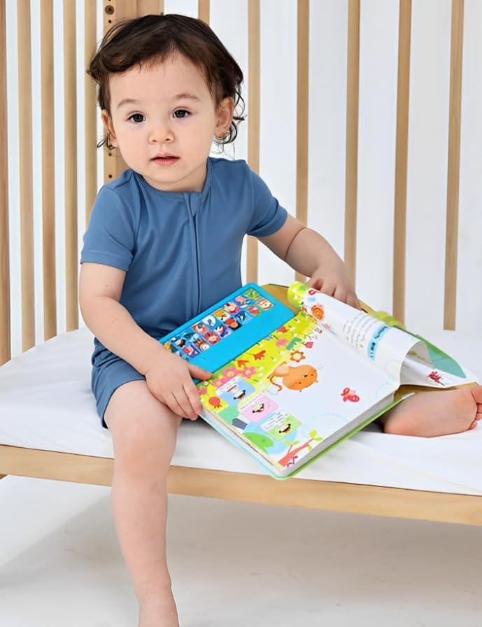 JunNeng Baby 2 Pack Rayon of Bamboo Romper Sleeper 2 Way Zipper Short Sleeve Jumpsuit Zipper Footless One-piece