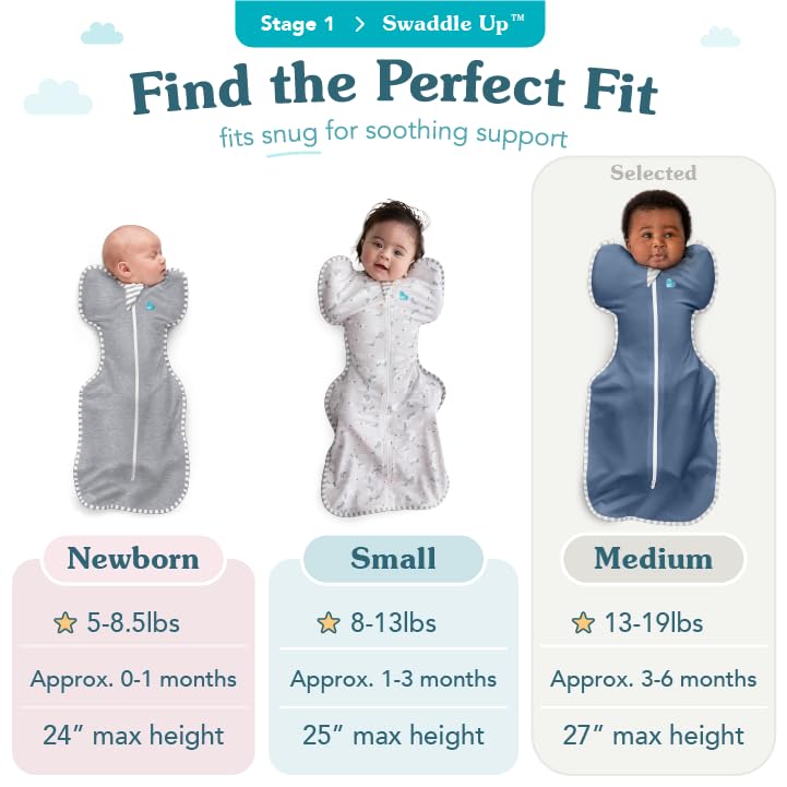 Love to Dream Swaddle UP, Baby Sleep Sack, Self-Soothing Swaddles for Newborns, Get Longer Sleep, Snug Fit Helps Calm Startle Reflex, New Born Essentials for Baby, 1.0 TOG, 13-19 lbs, Dreamer