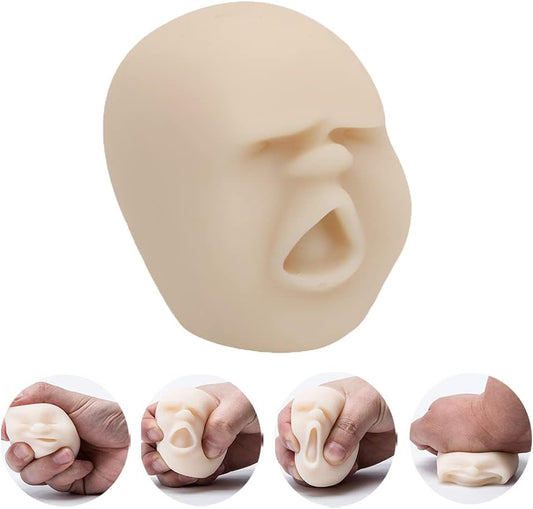 Anxiety Stress Release Fun Toys,Emotion Balls Fidget Toys for Pressures Relief Kneading Toys for All Age,Kids and Adults,Weird Face Bizarre Squeeze Toys. (White, Yawn)