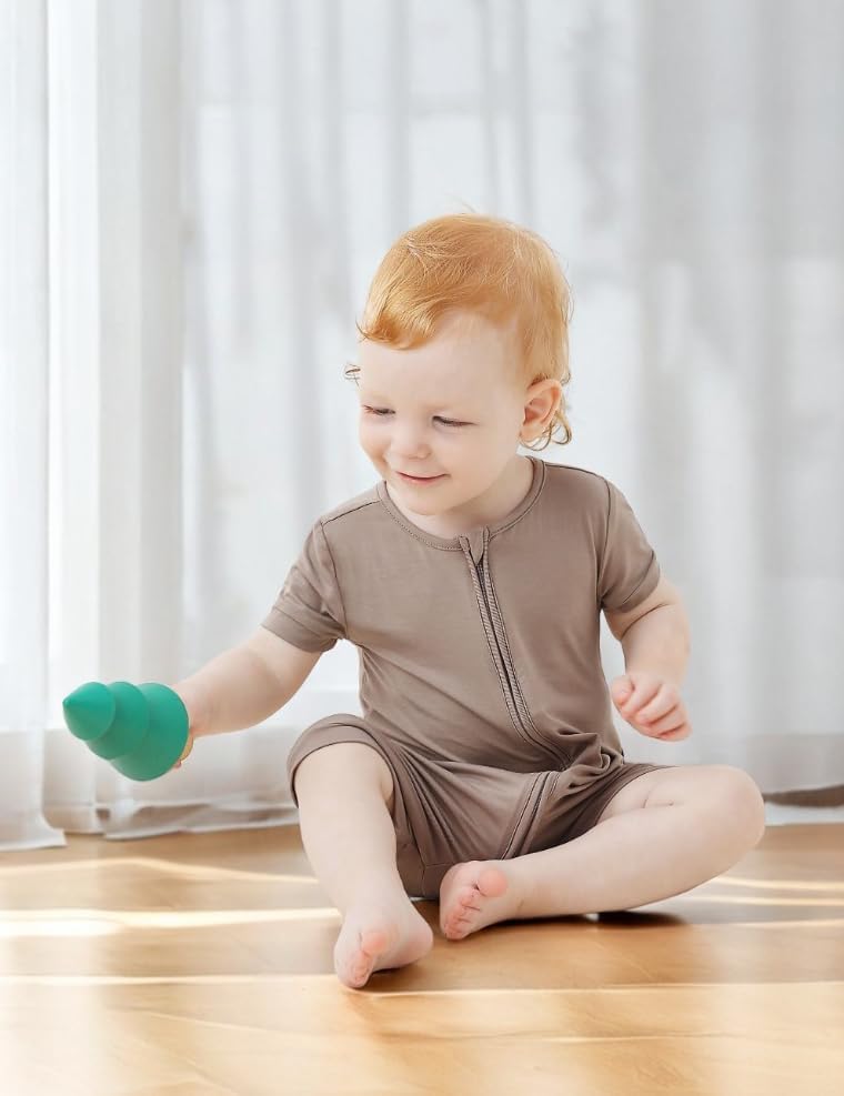 JunNeng Baby Boy Girl 2 Pack Rayon of Bamboo Summer Sleeper Infant Soft Short Sleeve Zipper Footless One-piece Romper