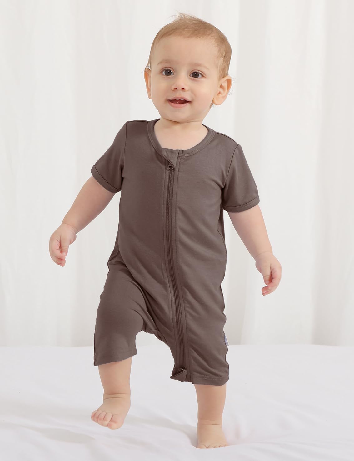 Jimonda Boys Baby Girls Short Sleeve Romper Unisex Baby Footless Pajamas With Viscose 2-Way Zipper Front 3Pcs0-24Months