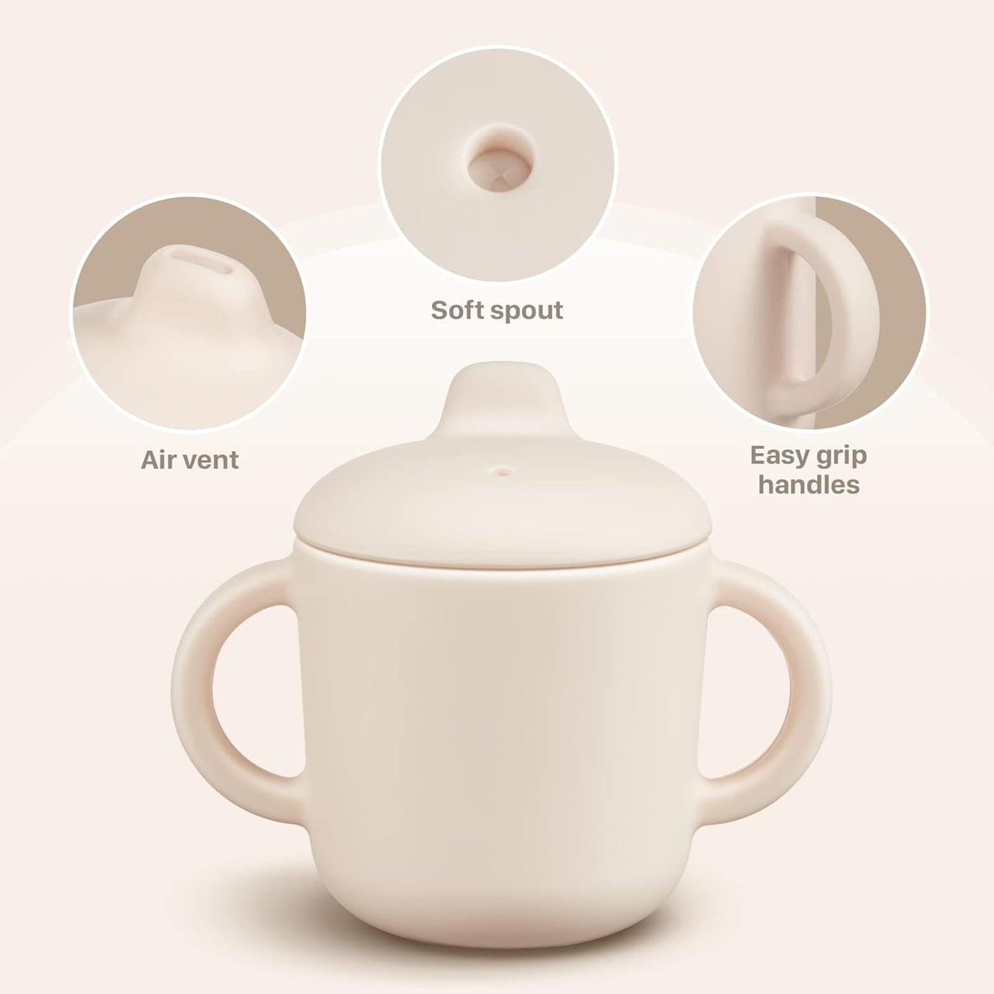 6 Months+ Sippy Cups with Handles,Small Silicone Sippy Cups Leak Proof 5oz,No Spill Sippy cups for Toddlers (Milk)