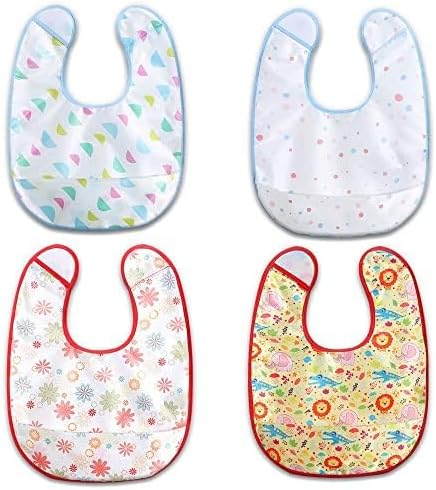 Baby bibs Waterproof Toddler bib - Feeding bib with Pocket for Infant Boy Girl Washable 6-36M