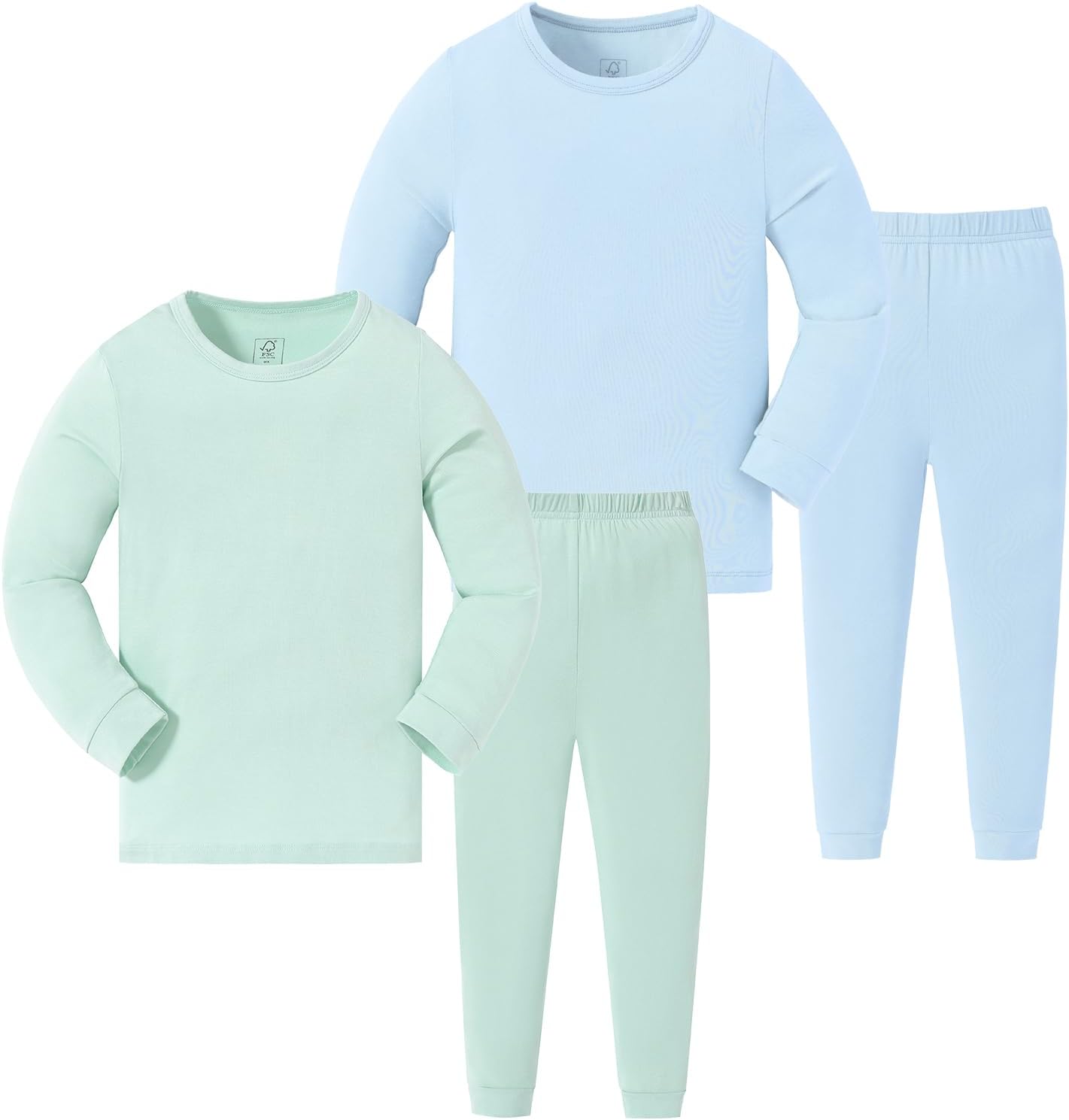 JunNeng Bamboo Viscose Pajamas for Toddler Baby, Boys Girls Solid Snug Fit Pajamas Long Sleeve Sleeper