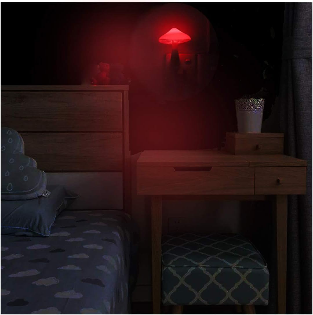 AUSAYE 4 Pack Plug in Night Light, Mushroom Light LED Nightlights for Kids, Adults, Bedroom, Bathroom,Hallway, Stairs, Kitchen Red