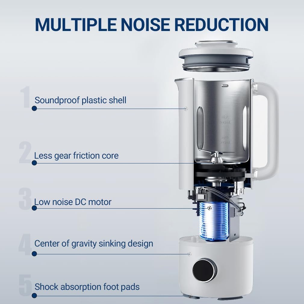 Joydeem JD-PB8200 Compact Blender with 10 Menus, Quiet Cooking Blender for Soymilk, Paste & Juice, 304 Stainless Steel, 12H Preset, 600ml