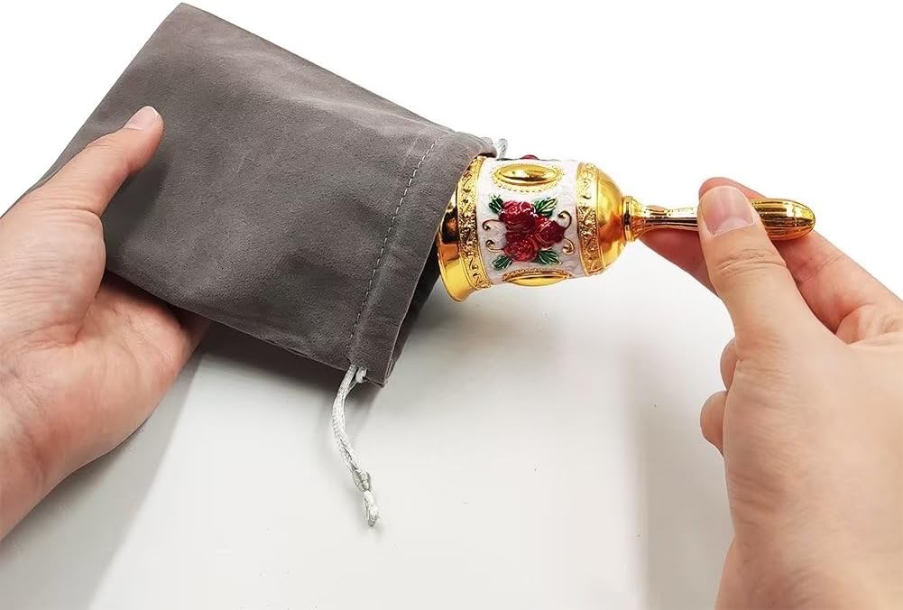 Hourwof Hand Bell,Metal Dinner Bell Decorative Wedding Bells Service Bell Call Bell Christmas Bell,Golden Blue