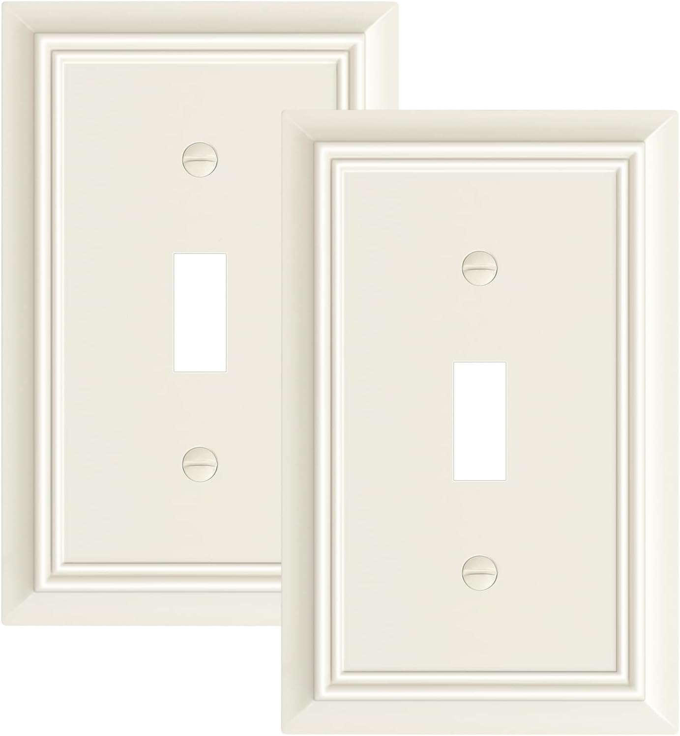 2-Pack Single Toggle Light Switch Cover Plate, Durable Natural Bamboo Fiber Decorative Switch Plate Covers, Light Almond 1 Gang Wall Plate, Corrosion Resistant