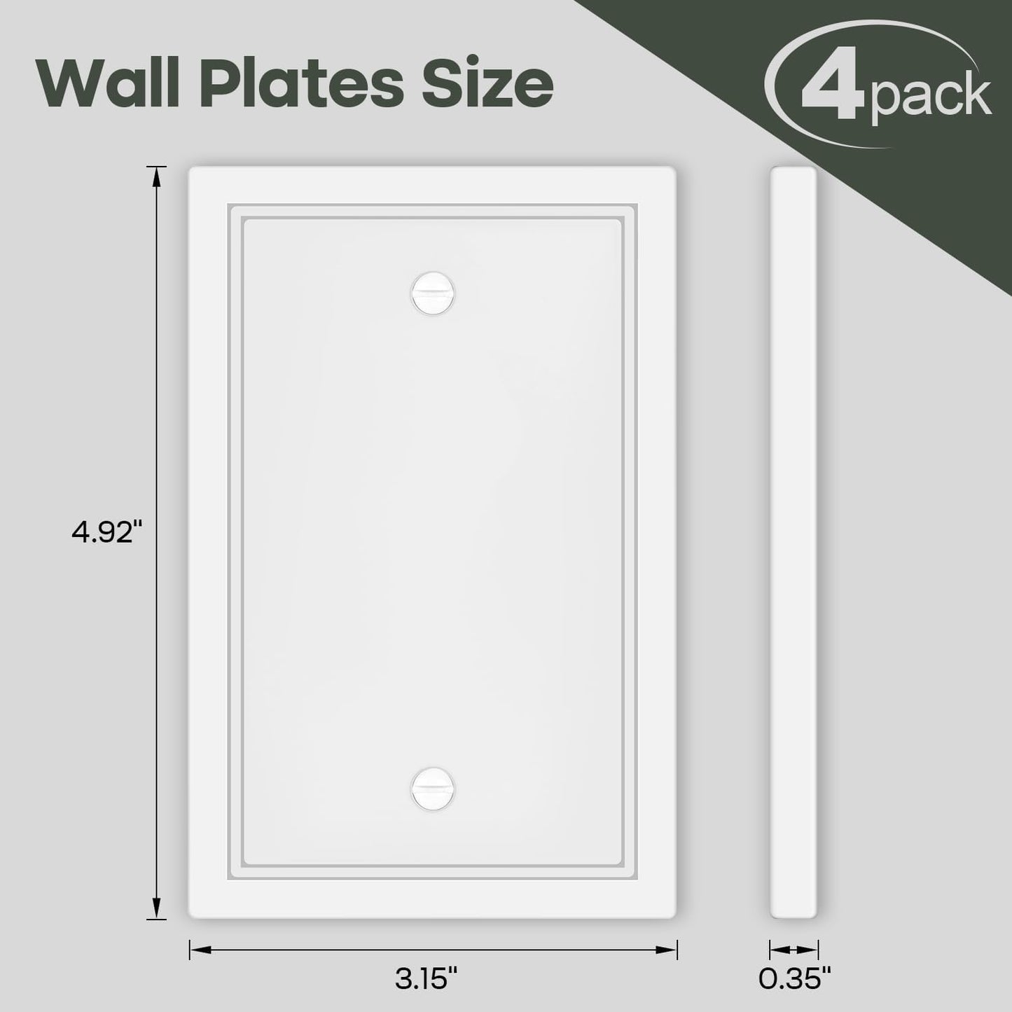 4 Pack Single Blank Outlet Cover Plate White Classic Decorative Blank Light Switch Plates Cover 1 Gang Blank Wall Plate for Duplex Toggle