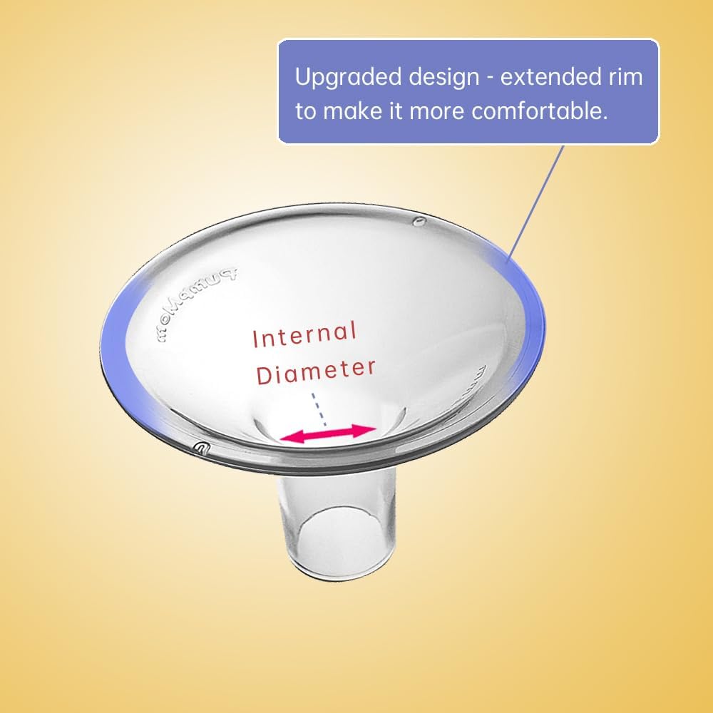 PumpMom 24mm Breast shields for Medela Breast Pump parts, Replace Flange compatible with Medela Accessories, Not Original PersonalFit Flex Breast Shield, Not Original Freestyle Pump Parts, 2pcs (24mm)